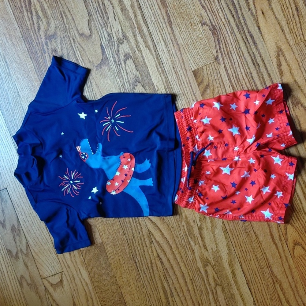 Just One You by Carter's 2T Boys Swim Trunks and Rash Guard